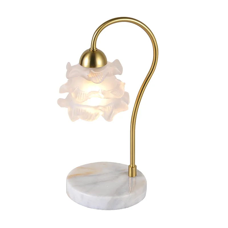 1 Lampu Meja Kelopak Kaca Buram