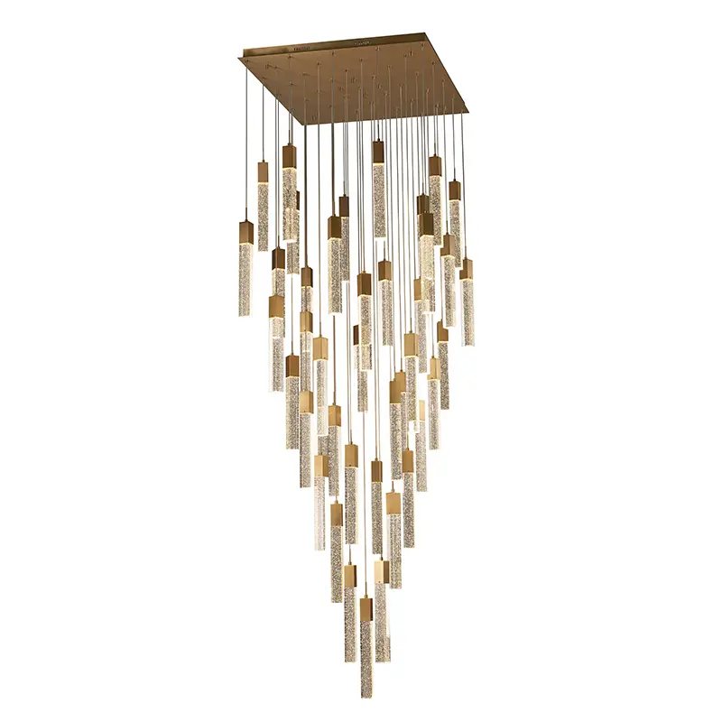 Lampu Kristal Modern Emas untuk Tangga