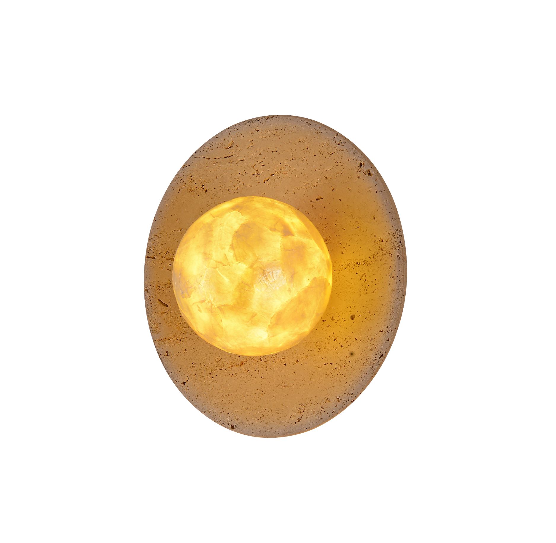 Lampu Dinding Peneduh Sheell Dasar Travertine Alami Oval
