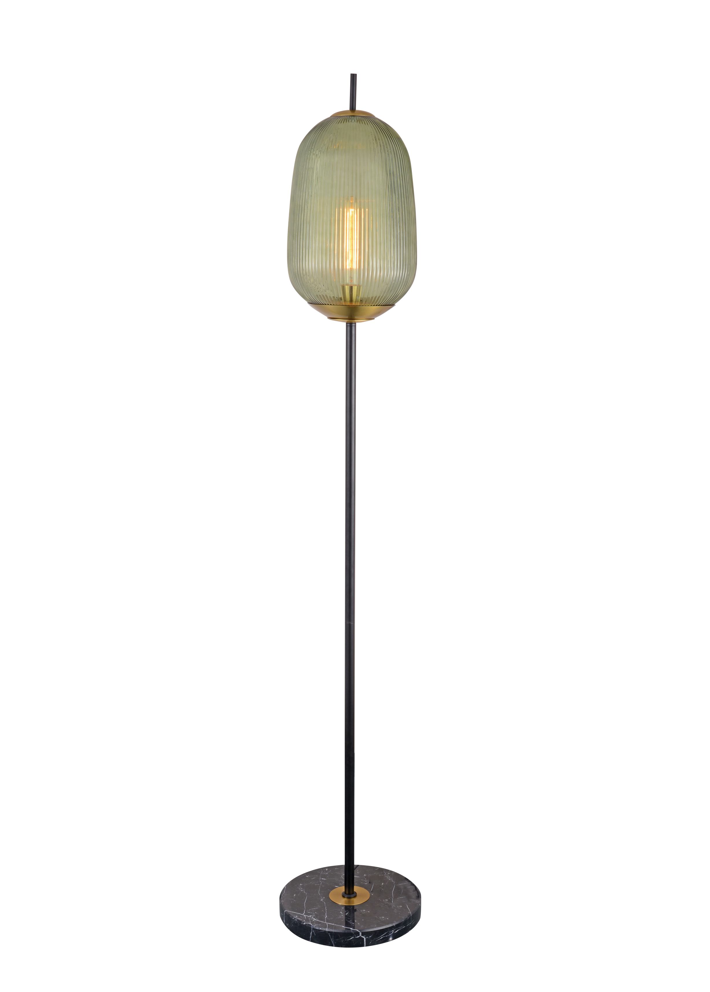 Lampu Lantai Marmer Kaca Berusuk Hijau Sage