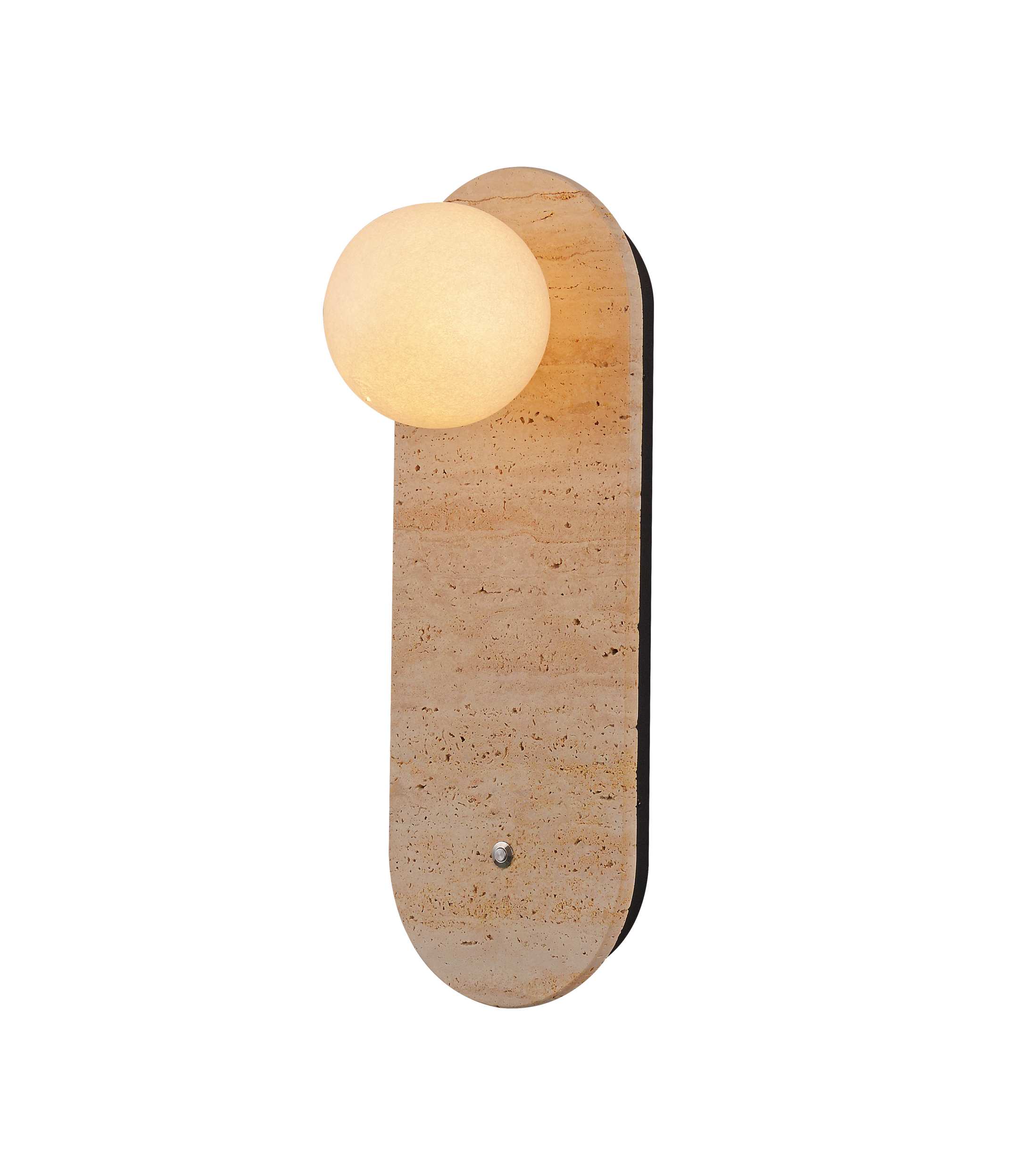 Tempat Lilin Dinding Bola Oval Travertine